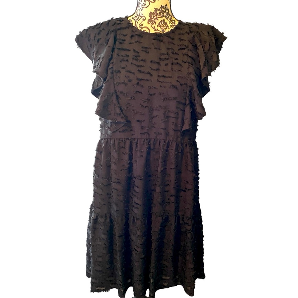 CROSBY by Mollie Burch Black Ruffle Short Sleeve Dress